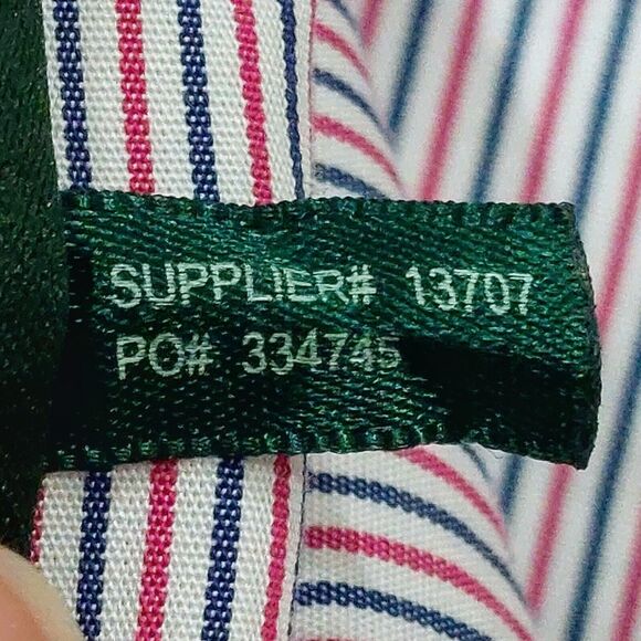 Lauren Ralph Lauren Men's 16 32/33 Non-Iron Shirt Red Blue Striped Business - Picture 7 of 10